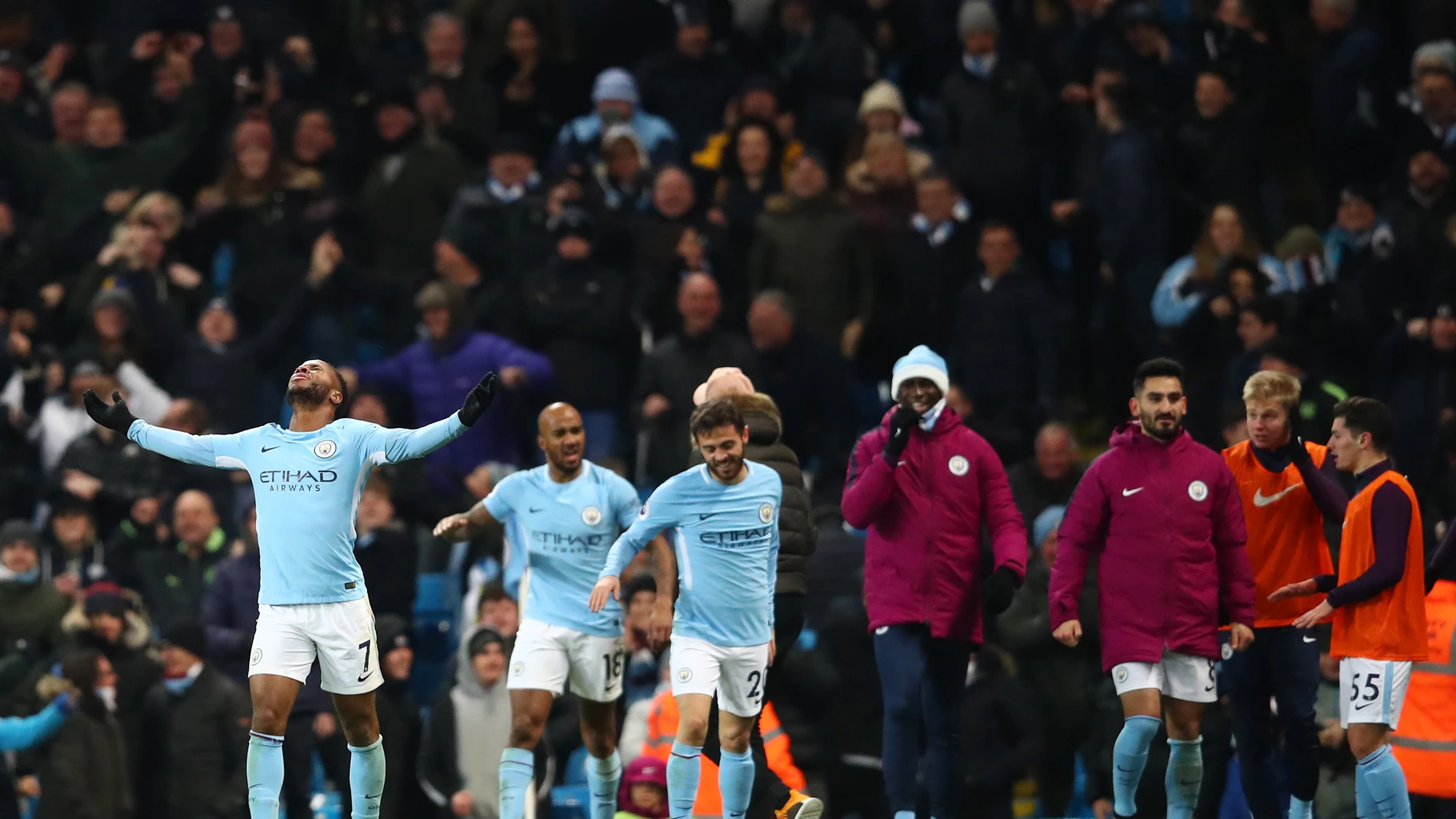 Sterling celebra el 2-1 ante el Southampton Sterling celebra el 2-1 ante el Southampton