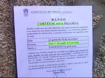 Cortan el suministro de agua en Irixoa (A Coruña) debido a la sequía Cortan el suministro de agua en Irixoa (A Coruña) debido a la sequía