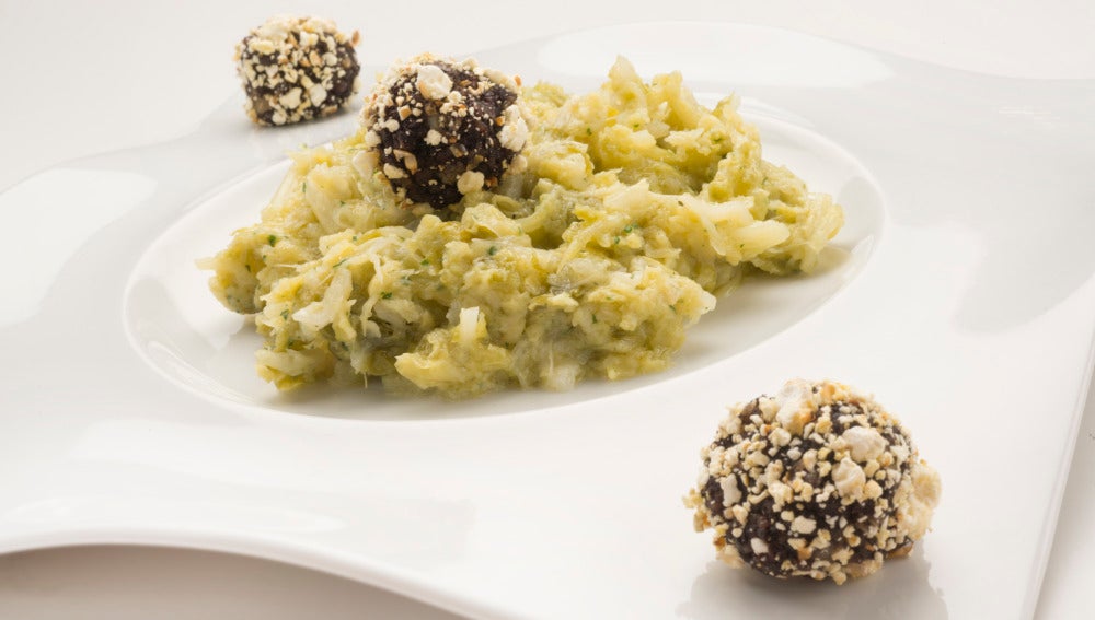 Berza con bombones de morcilla