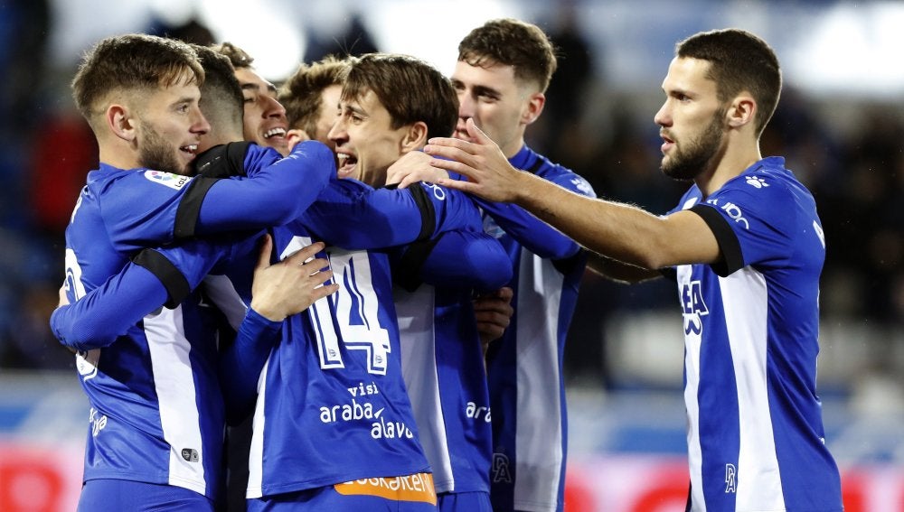 Los jugadores del Alavés celebrando un tanto en Copa del Rey