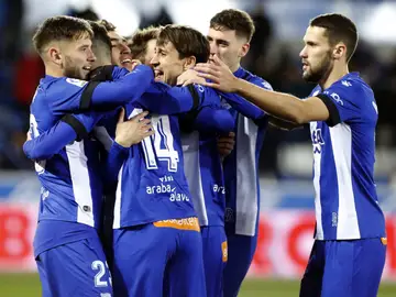 Los jugadores del Alavés celebrando un tanto en Copa del Rey Los jugadores del Alavés celebrando un tanto en Copa del Rey
