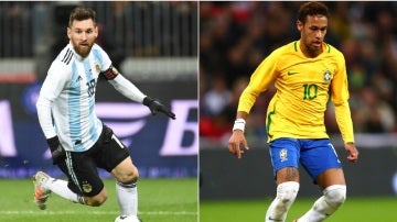 Leo Messi y Neymar con Argentina y Brasil