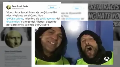 Un ultra del Valencia, trabajador del Camp Nou Un ultra del Valencia, trabajador del Camp Nou