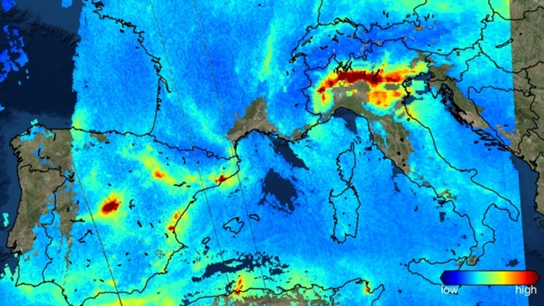 El satélite Sentinel capta el NO2 sobre la atmósfera El satélite Sentinel capta el NO2 sobre la atmósfera
