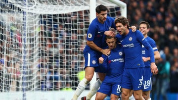 Los jugadores del Chelsea celebran un gol ante el Newcastle
