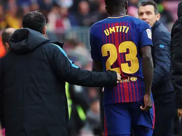Umtiti tras su lesión Umtiti tras su lesión