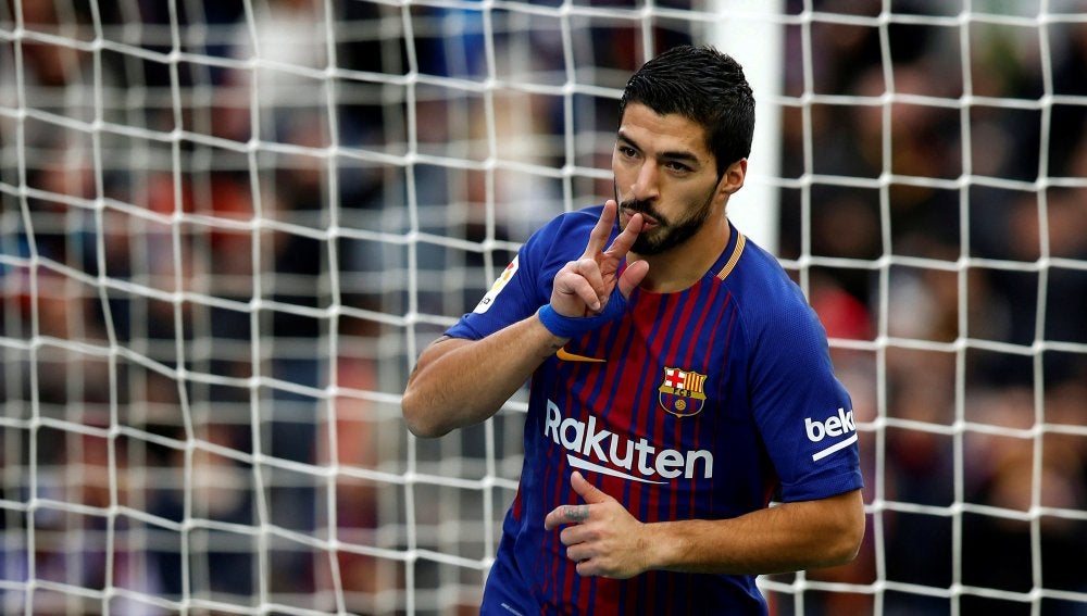 Luis Suárez marcando el gol ante el Celta