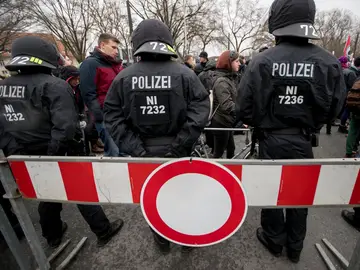 La policía alemana durante una manifestación La policía alemana durante una manifestación