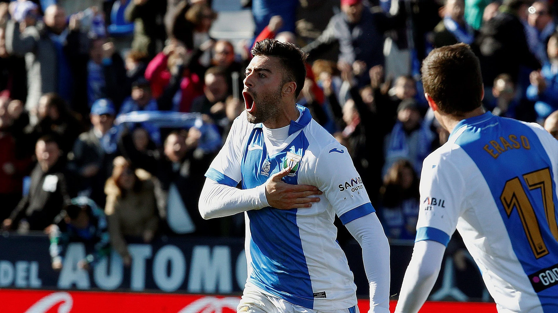 Diego Rico celebra su gol ante el Villarreal Diego Rico celebra su gol ante el Villarreal