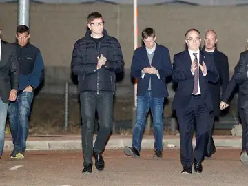 Los exconsellers Romeva, Mundó, Turull y Rull, a su salida de la prisión de Estremera Los exconsellers Romeva, Mundó, Turull y Rull, a su salida de la prisión de Estremera