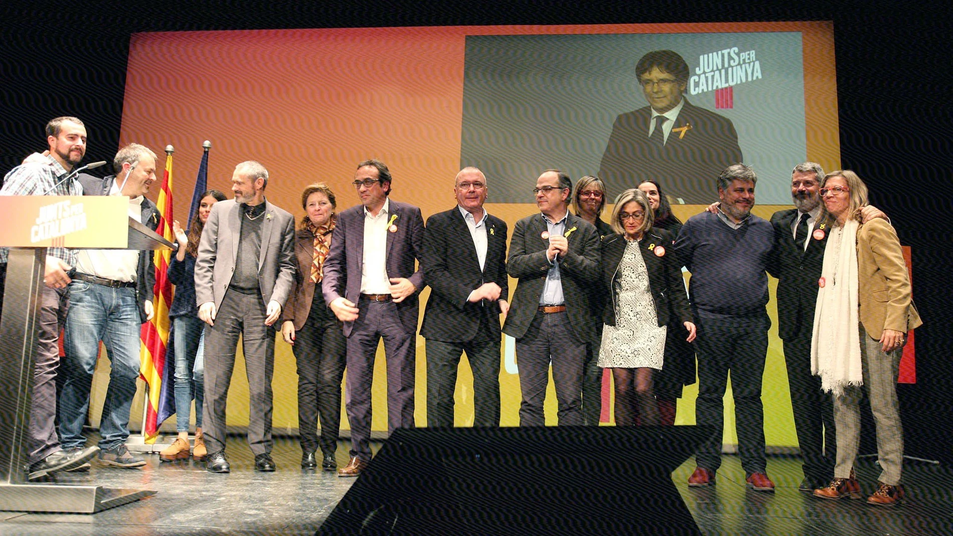 Videoconferencia del expresidente catalán Carles Puigdemont durante el mitin Videoconferencia del expresidente catalán Carles Puigdemont durante el mitin