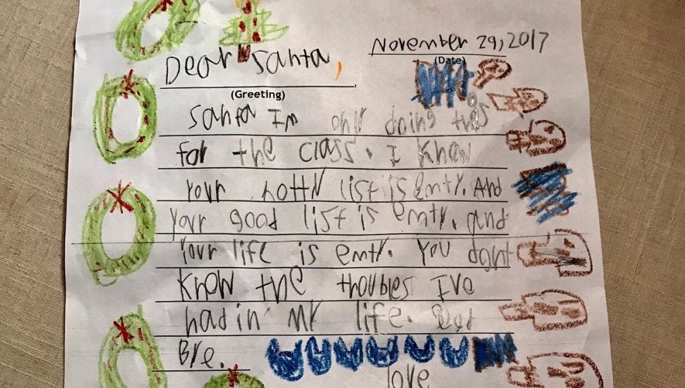 La carta de un pequeño de seis años a Papá Noel