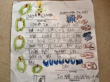 La carta de un pequeño de seis años a Papá Noel La carta de un pequeño de seis años a Papá Noel