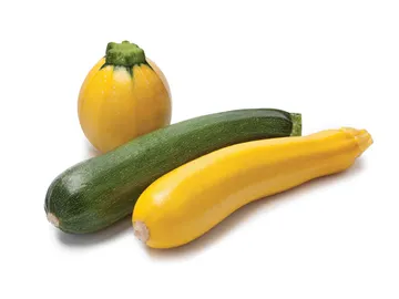 Un calabacín amarillo y otro verde Un calabacín amarillo y otro verde
