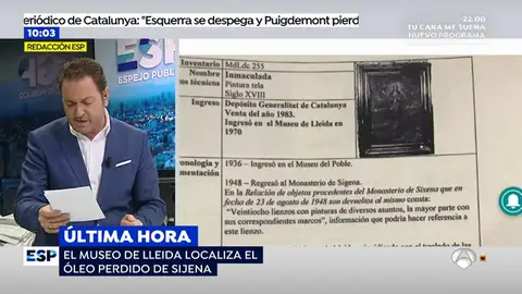 Hallan la obra extraviada en el Museo de Lleida Hallan la obra extraviada en el Museo de Lleida