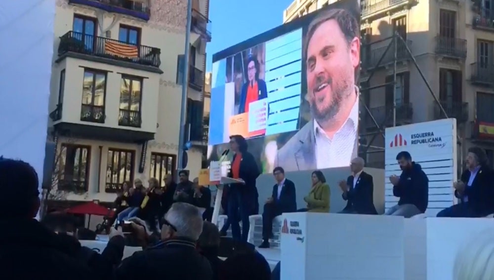 Marta Rovira en un acto de campaña de ERC en Barcelona