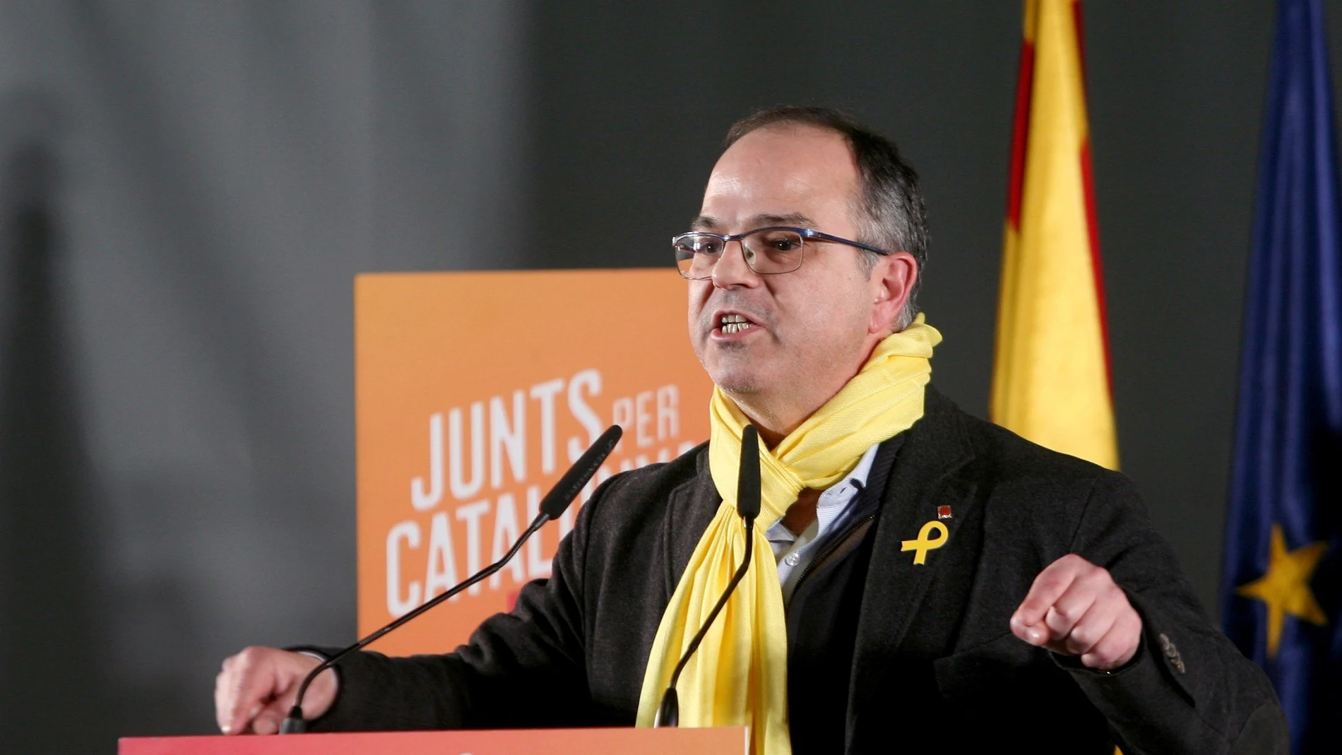 El exconseller Jordi Turull interviene en el mitin de Junts per Catalunya en Tarragona El exconseller Jordi Turull interviene en el mitin de Junts per Catalunya en Tarragona