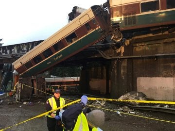 El tren descarrilado en EEUU