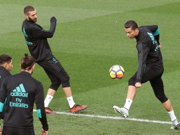 Benzema y Cristiano en Valdebebas