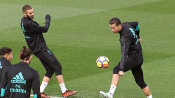 Benzema y Cristiano en Valdebebas