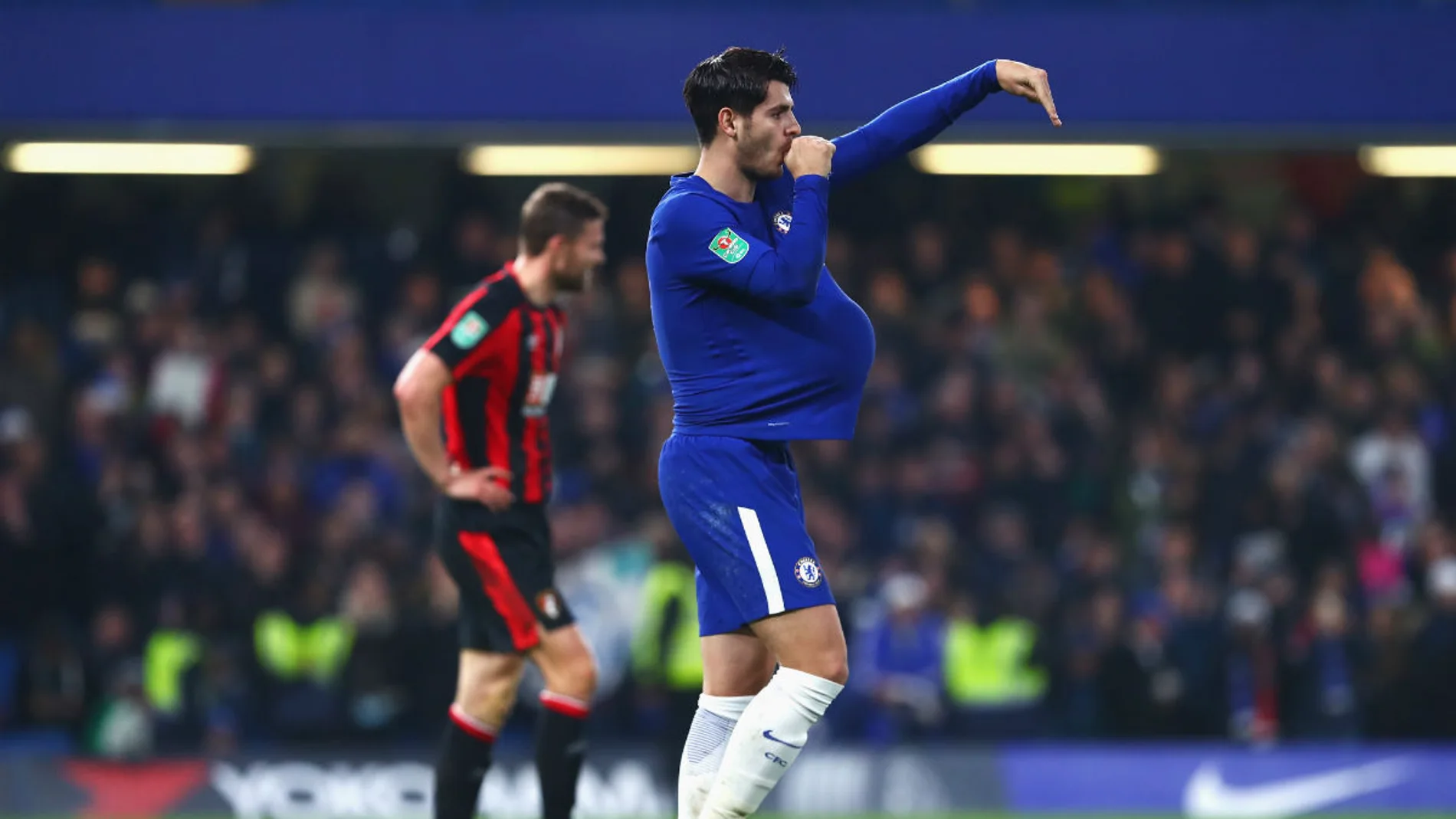 Morata dedica su gol con el Chelsea a su mujer embarazada Morata dedica su gol con el Chelsea a su mujer embarazada