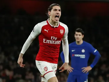Bellerín celebra el gol del empate ante el Chelsea Bellerín celebra el gol del empate ante el Chelsea