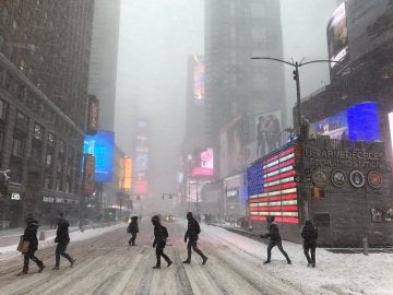 Nieva sobre Times Square