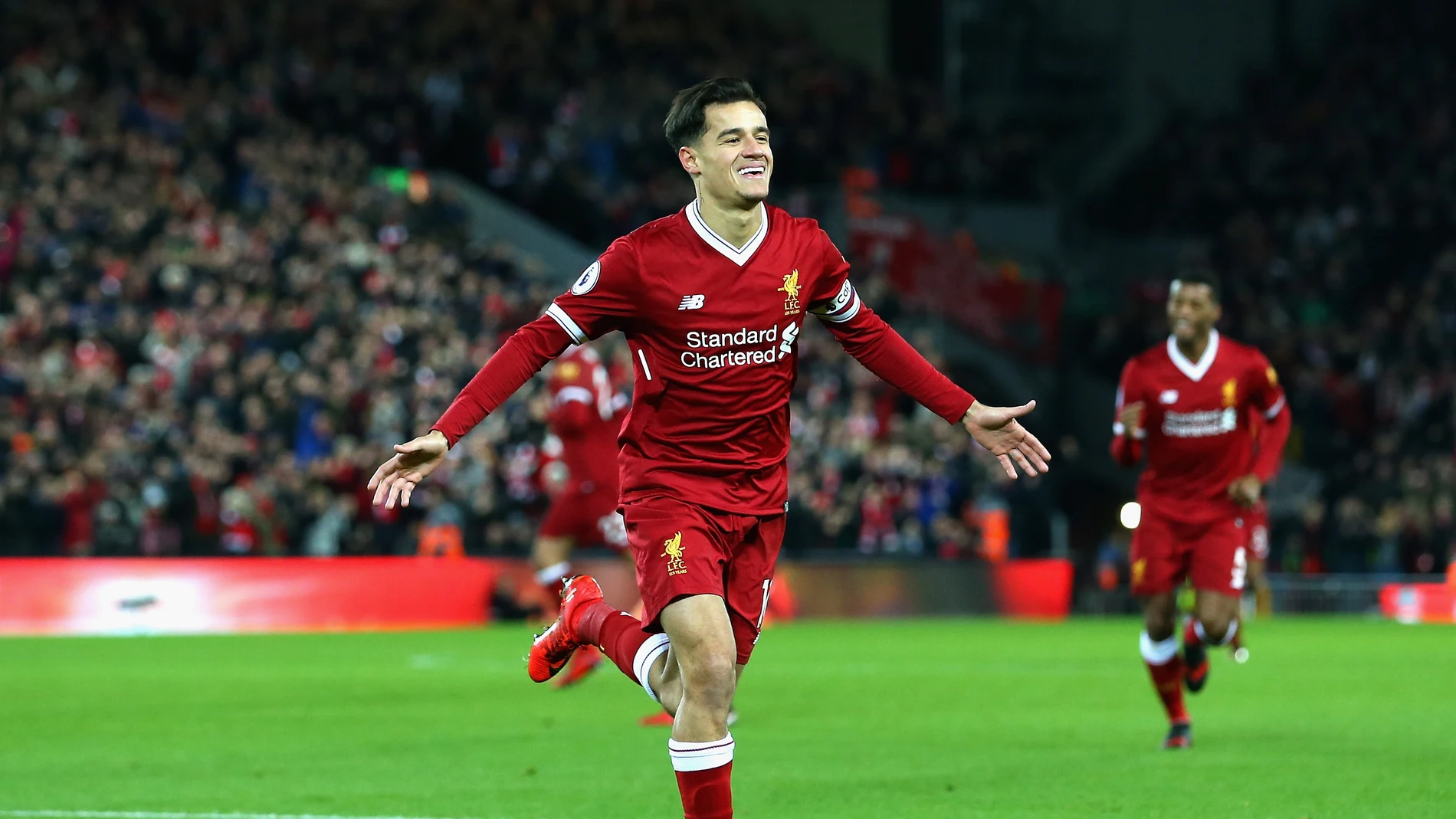 Coutinho celebra uno de sus goles con el Liverpool Coutinho celebra uno de sus goles con el Liverpool