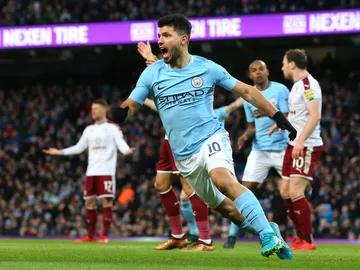 Agüero celebra uno de sus goles con el Manchester City Agüero celebra uno de sus goles con el Manchester City