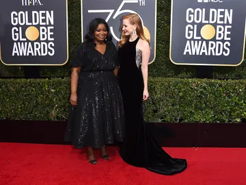 Octavia Spencer y Jessica Chastain en la alfombra roja de los Globos de Oro 2018 Octavia Spencer y Jessica Chastain en la alfombra roja de los Globos de Oro 2018