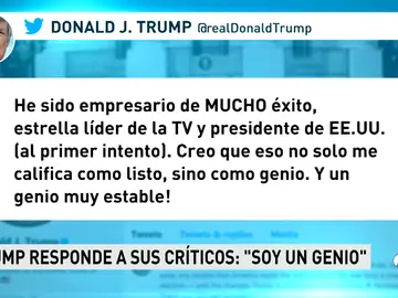Donald Trump se defiende de las acusaciones de incapacidad mental asegurando que es un "genio muy estable" Donald Trump se defiende de las acusaciones de incapacidad mental asegurando que es un "genio muy estable"