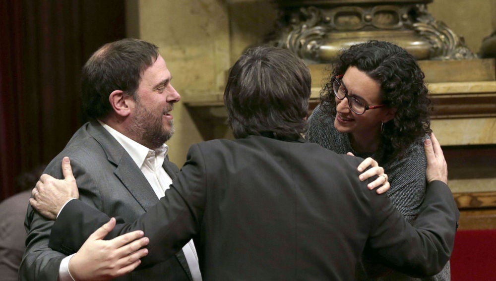 Oriol Junqueras, Carles Puigdemont y Marta Rovira