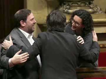 Oriol Junqueras, Carles Puigdemont y Marta Rovira Oriol Junqueras, Carles Puigdemont y Marta Rovira
