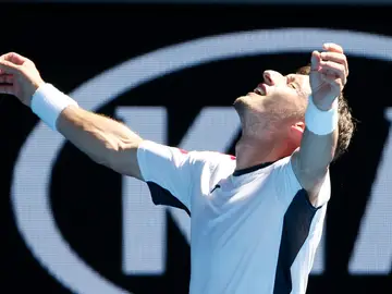 Pablo Carreño celebra su victoria ante Müller Pablo Carreño celebra su victoria ante Müller