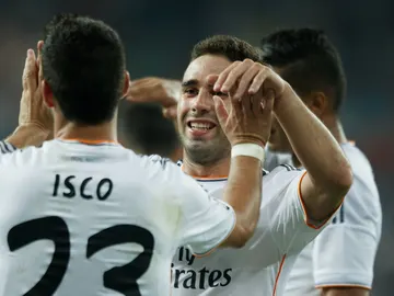 Isco y Carvajal celebran un gol con el Real Madrid Isco y Carvajal celebran un gol con el Real Madrid