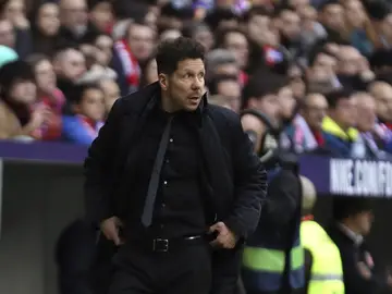 Simeone, durante el partido contra el Girona Simeone, durante el partido contra el Girona