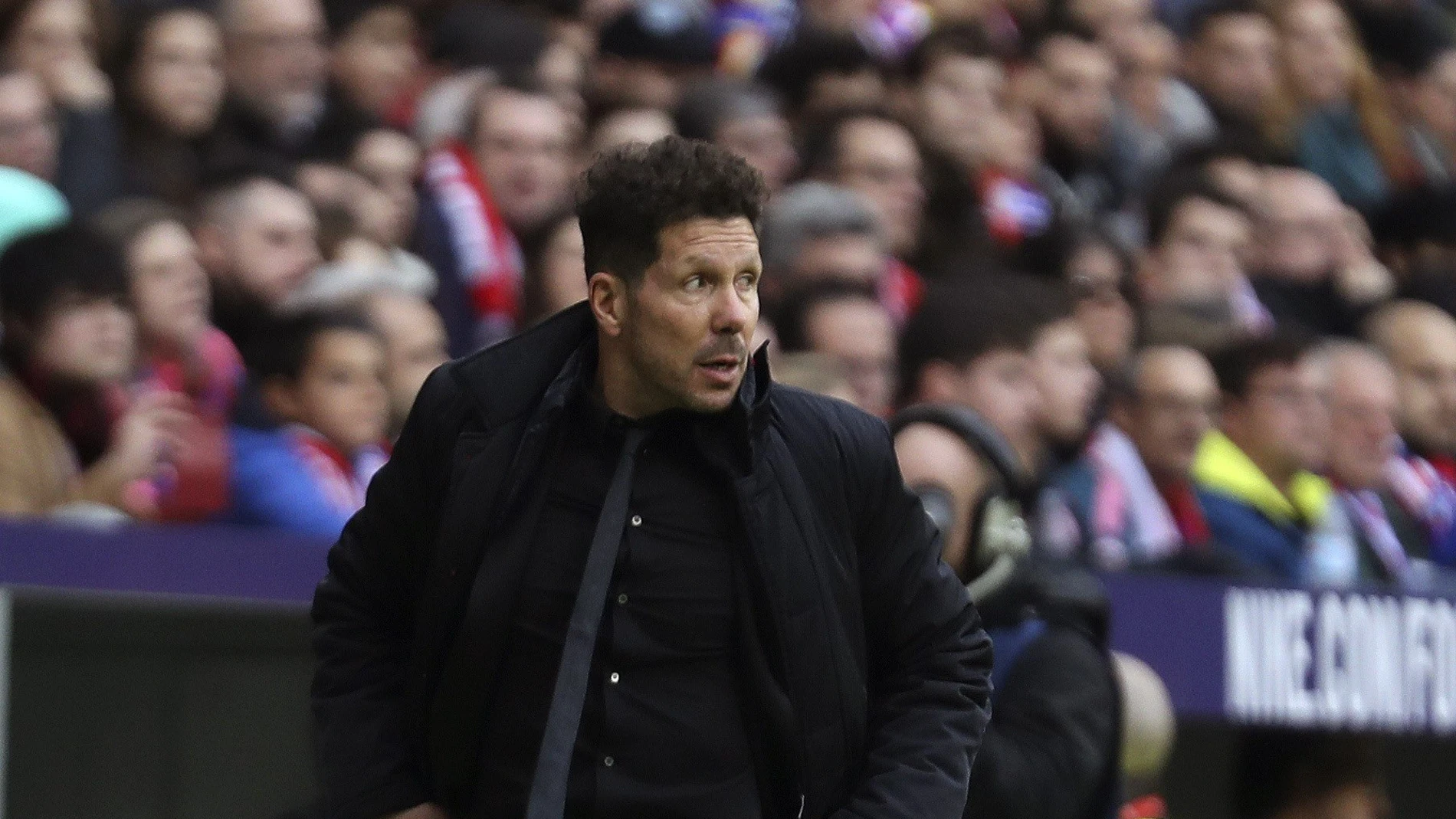Simeone, durante el partido contra el Girona Simeone, durante el partido contra el Girona