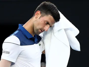 Djokovic se lamenta tras un punto ante Chung Djokovic se lamenta tras un punto ante Chung