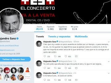 El mensaje de Alejandro Sanz con el que informa de su ausencia en Twitter
