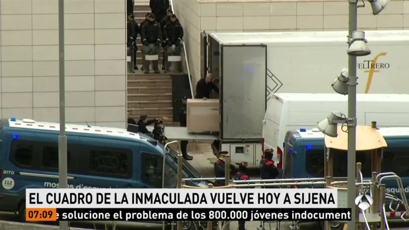 Llega al Monasterio de Sijena el cuadro de la Inmaculada que estaba pendiente de devolver desde el Museo de Lleida
