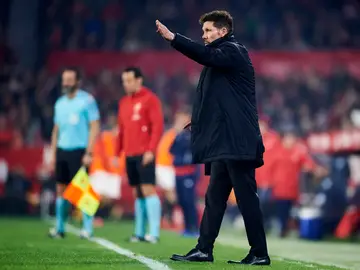 Simeone, en la banda durante un partido del Atlético Simeone, en la banda durante un partido del Atlético