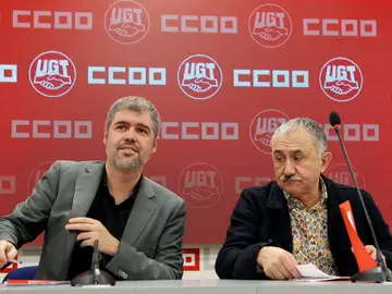 Los secretarios generales de CCOO y UGT, Unai Sordo y Pepe Álvarez Los secretarios generales de CCOO y UGT, Unai Sordo y Pepe Álvarez