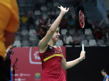 Carolina Marín durante su partido ante Line Hojmark Kjaersfeldt Carolina Marín durante su partido ante Line Hojmark Kjaersfeldt