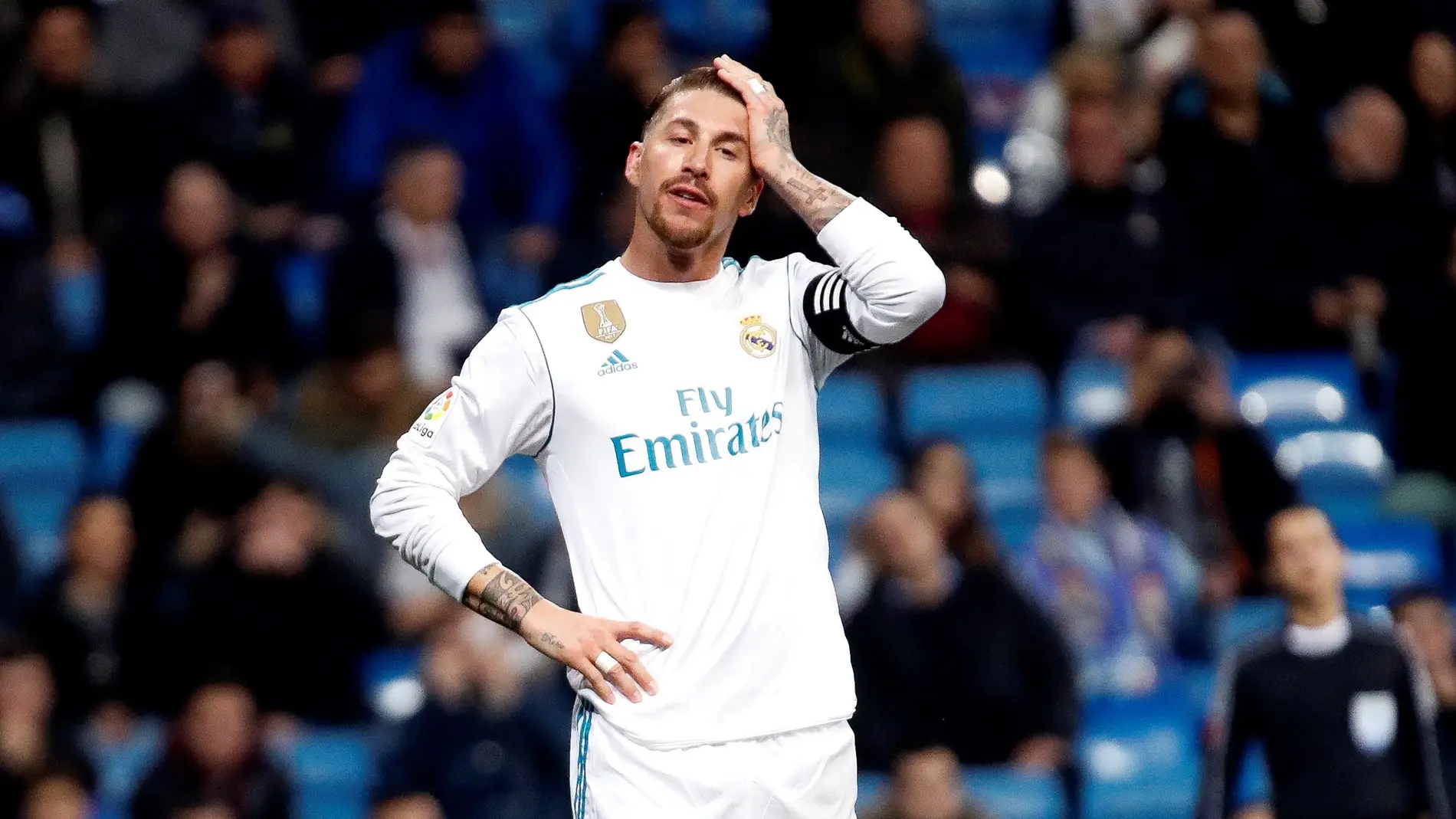 Sergio Ramos se lamenta durante el partido ante el Leganés