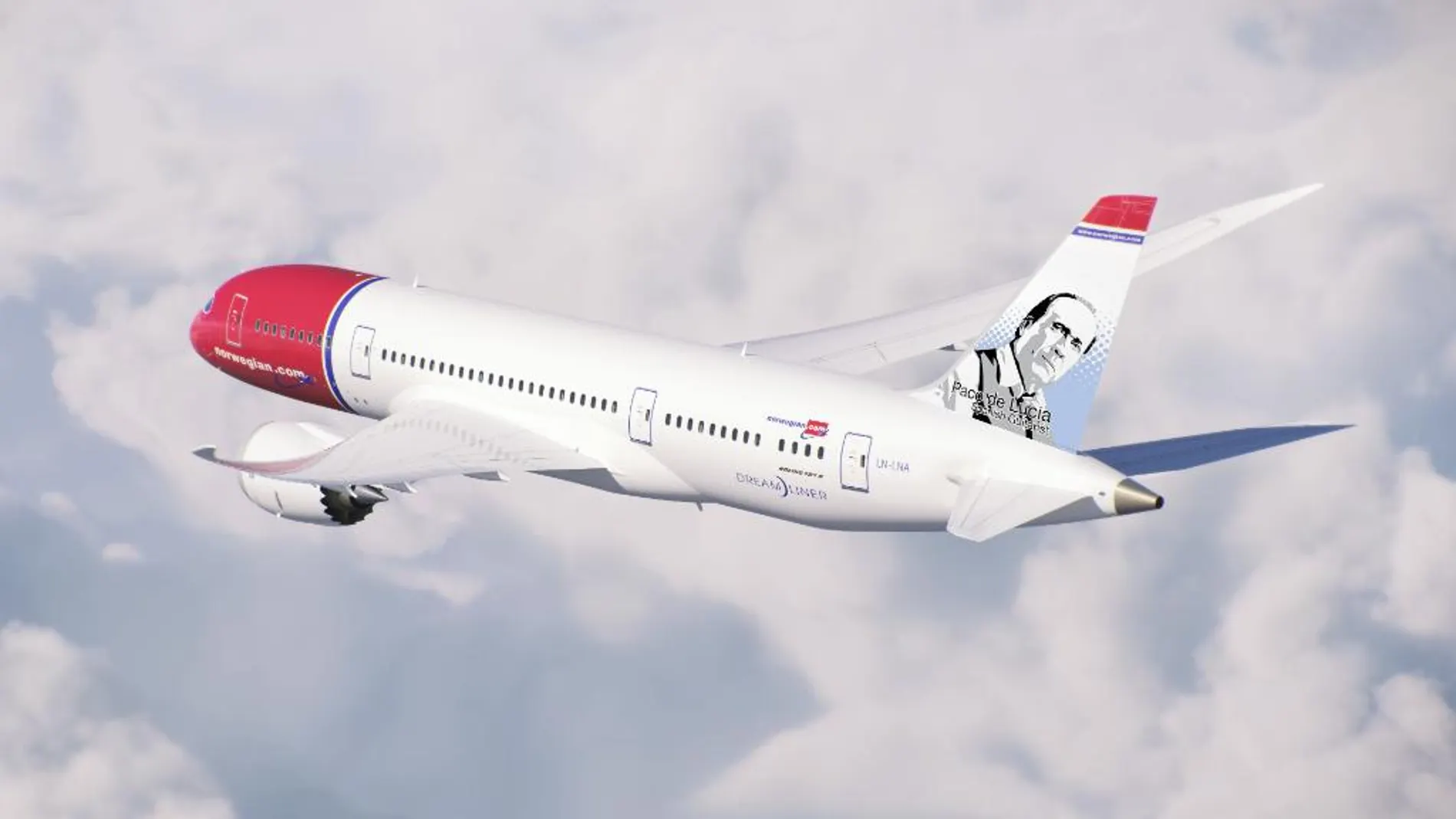 Avión de la aerolínea Norwegian con la imagen de Paco de Lucía Avión de la aerolínea Norwegian con la imagen de Paco de Lucía