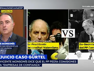 El empresario Vicente Monsonís, sobre el caso Gürtel: "el PP pedía comisiones a 'empresas de confianza'" El empresario Vicente Monsonís, sobre el caso Gürtel: "el PP pedía comisiones a 'empresas de confianza'"