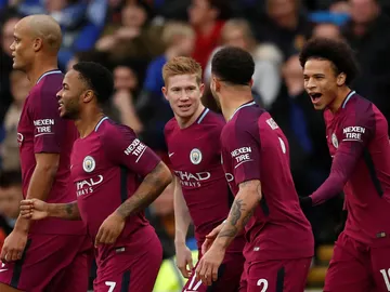 El City celebrando la victoria ante el Cardiff El City celebrando la victoria ante el Cardiff