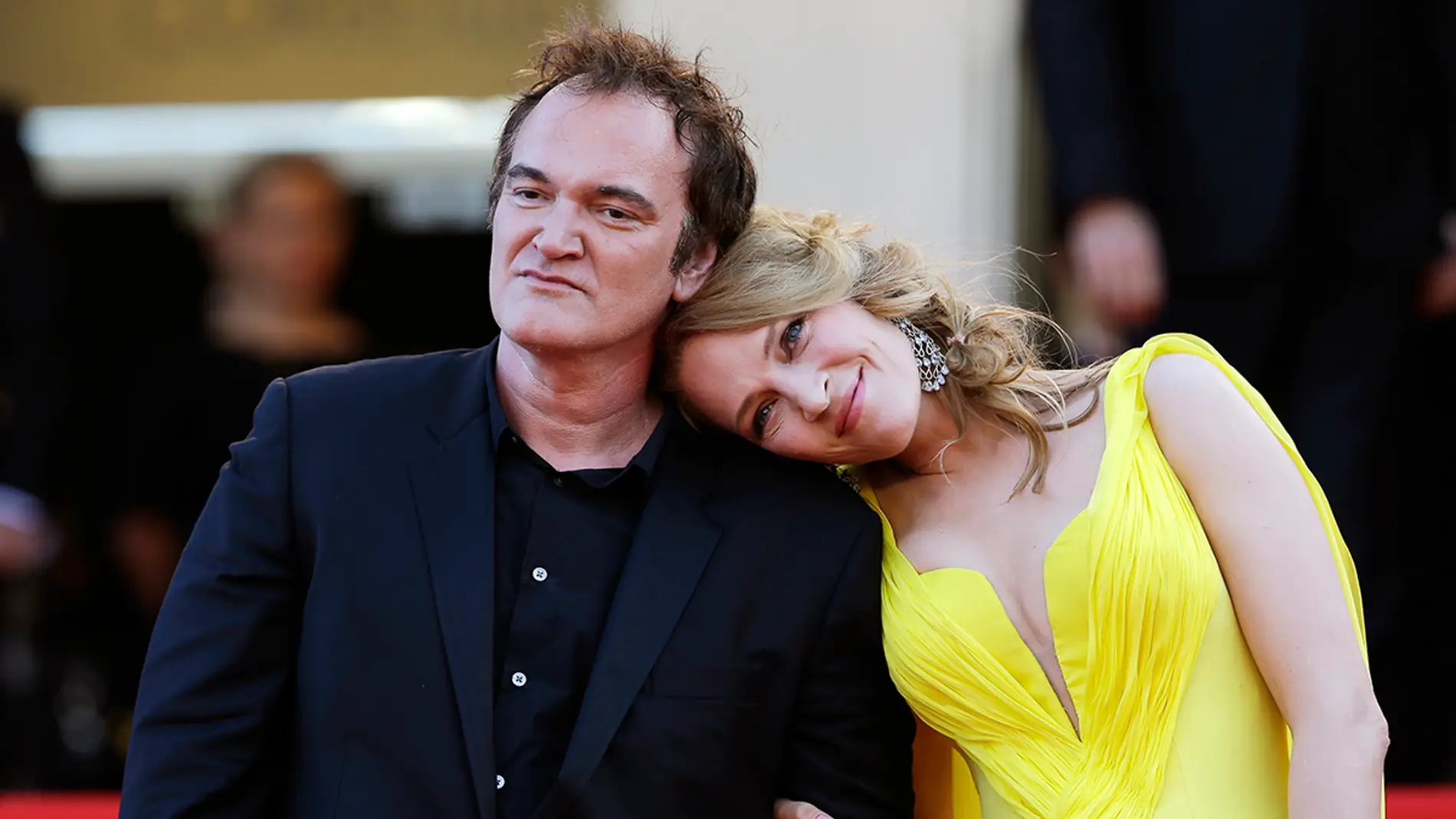 Quentin Tarantino junto a Uma Thurman