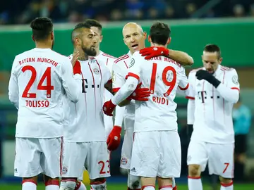 Los jugadores del Bayern, felices tras un gol Los jugadores del Bayern, felices tras un gol