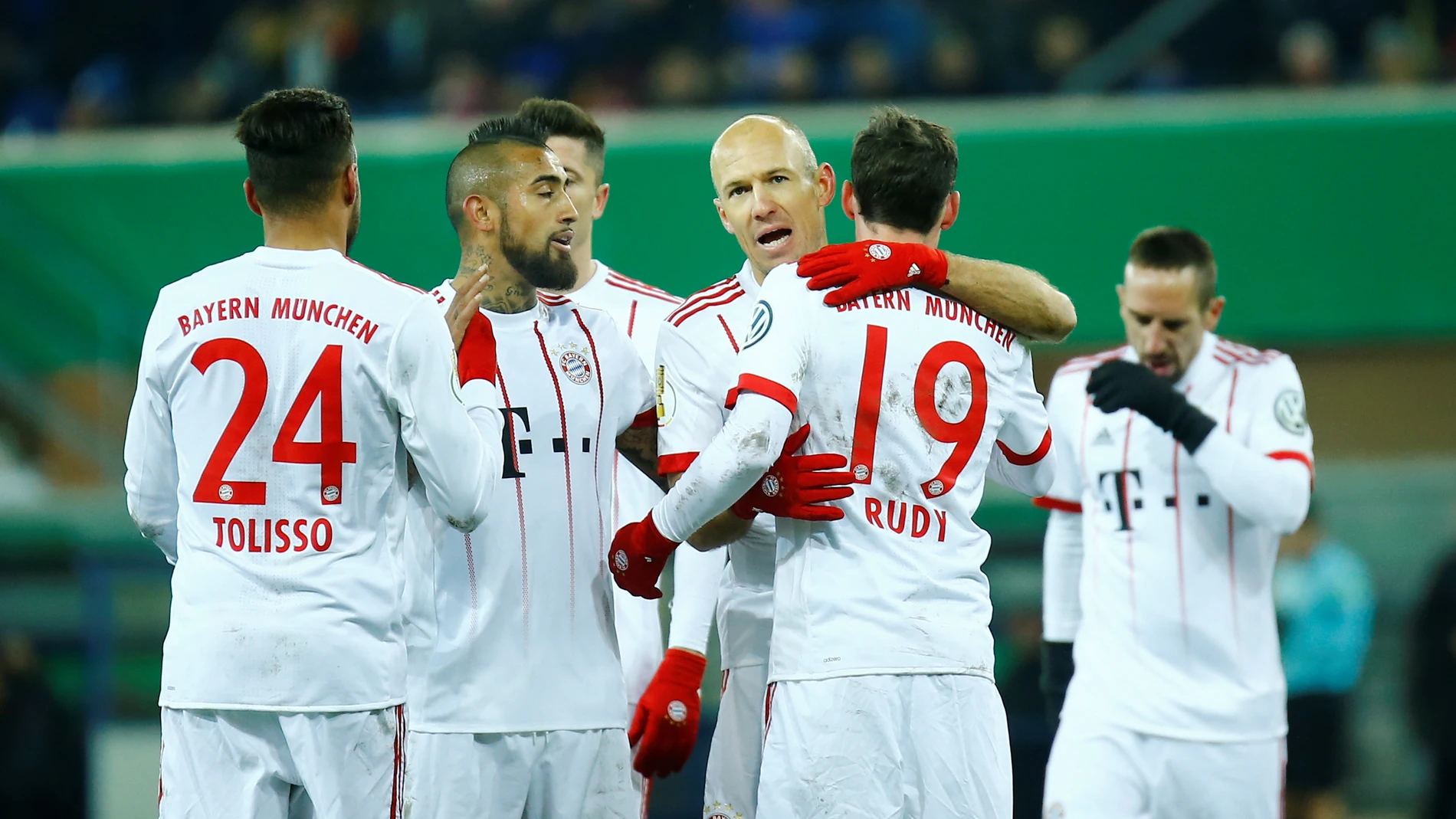 Los jugadores del Bayern, felices tras un gol Los jugadores del Bayern, felices tras un gol